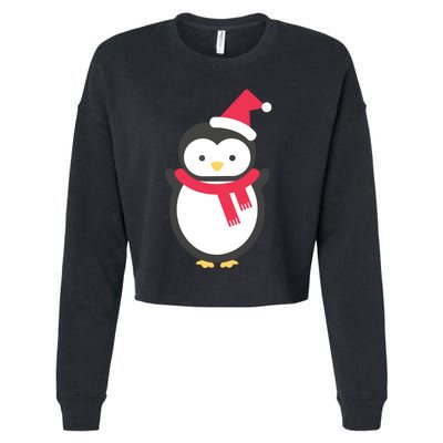 Cute Penguin Lover Gift Santa Penguin Christmas Cropped Pullover Crew