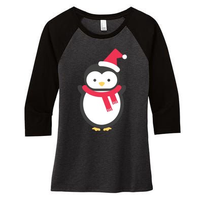 Cute Penguin Lover Gift Santa Penguin Christmas Women's Tri-Blend 3/4-Sleeve Raglan Shirt