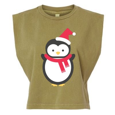 Cute Penguin Lover Gift Santa Penguin Christmas Garment-Dyed Women's Muscle Tee