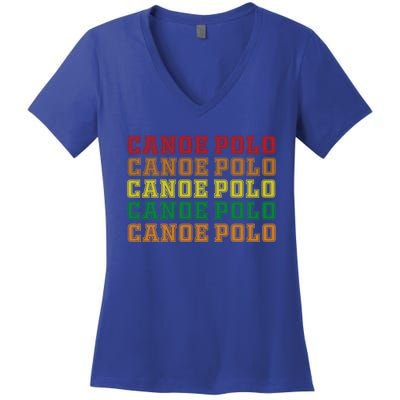 Canoe Polo Lettering Costume Love Water Sports Gift Women's V-Neck T-Shirt