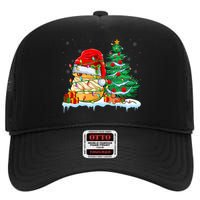 Cream Puff Lover Christmas Cream Puff Wearing Santa Hat High Crown Mesh Back Trucker Hat