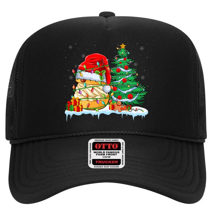 Cream Puff Lover Christmas Cream Puff Wearing Santa Hat High Crown Mesh Back Trucker Hat