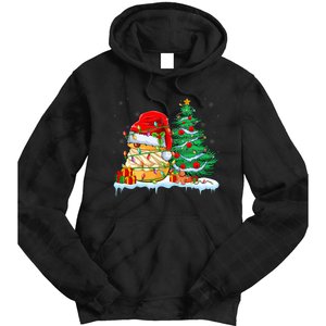 Cream Puff Lover Christmas Cream Puff Wearing Santa Hat Tie Dye Hoodie