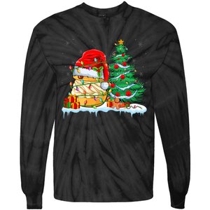 Cream Puff Lover Christmas Cream Puff Wearing Santa Hat Tie-Dye Long Sleeve Shirt