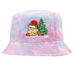 Cream Puff Lover Christmas Cream Puff Wearing Santa Hat Tie-Dyed Bucket Hat