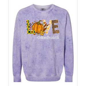 Care Provider Love Fall Pumpkin Leopard Halloween Cute Gift Colorblast Crewneck Sweatshirt