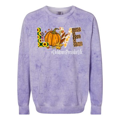 Care Provider Love Fall Pumpkin Leopard Halloween Cute Gift Colorblast Crewneck Sweatshirt