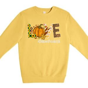 Care Provider Love Fall Pumpkin Leopard Halloween Cute Gift Premium Crewneck Sweatshirt