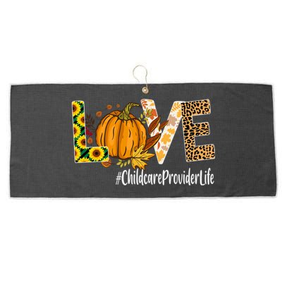 Care Provider Love Fall Pumpkin Leopard Halloween Cute Gift Large Microfiber Waffle Golf Towel