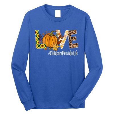 Care Provider Love Fall Pumpkin Leopard Halloween Cute Gift Long Sleeve Shirt