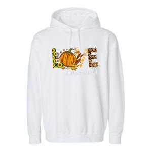 Care Provider Love Fall Pumpkin Leopard Halloween Cute Gift Garment-Dyed Fleece Hoodie