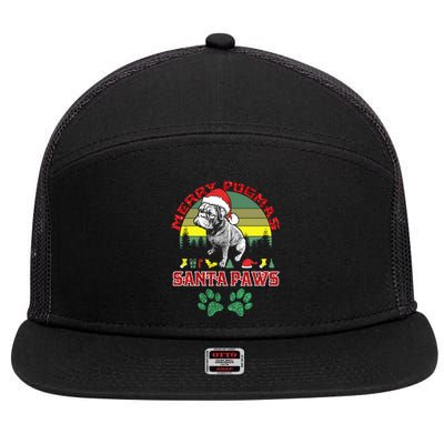 Christmas Pug Lover Merry Pugmas Santa Paws Fun Xmas Cool Gift 7 Panel Mesh Trucker Snapback Hat