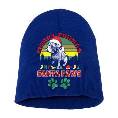 Christmas Pug Lover Merry Pugmas Santa Paws Fun Xmas Cool Gift Short Acrylic Beanie