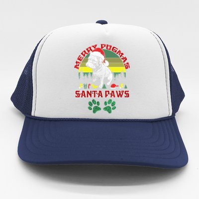 Christmas Pug Lover Merry Pugmas Santa Paws Fun Xmas Cool Gift Trucker Hat