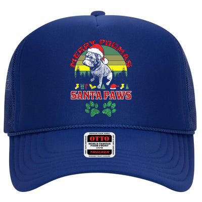 Christmas Pug Lover Merry Pugmas Santa Paws Fun Xmas Cool Gift High Crown Mesh Back Trucker Hat