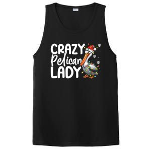 Crazy Pelican Lady Funny Christmas Lights Santa Hat Xmas Cute Gift PosiCharge Competitor Tank