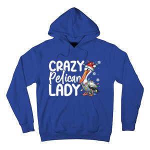 Crazy Pelican Lady Funny Christmas Lights Santa Hat Xmas Cute Gift Hoodie