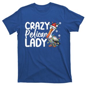 Crazy Pelican Lady Funny Christmas Lights Santa Hat Xmas Cute Gift T-Shirt