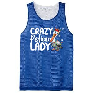 Crazy Pelican Lady Funny Christmas Lights Santa Hat Xmas Cute Gift Mesh Reversible Basketball Jersey Tank