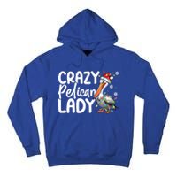 Crazy Pelican Lady Funny Christmas Lights Santa Hat Xmas Cute Gift Tall Hoodie