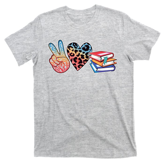 Cute Peace Love Books Reading Fan Book Lover T-Shirt