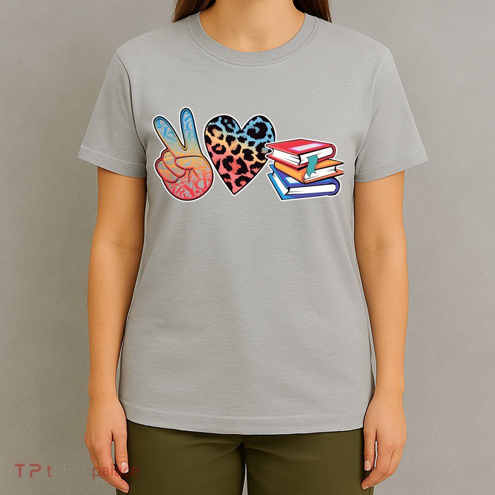 Cute Peace Love Books Reading Fan Book Lover T-Shirt