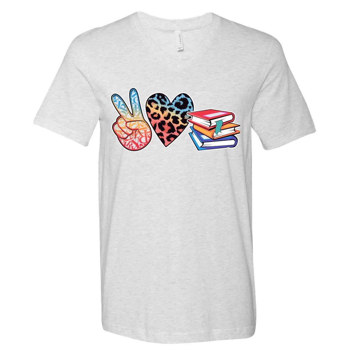 Cute Peace Love Books Reading Fan Book Lover V-Neck T-Shirt