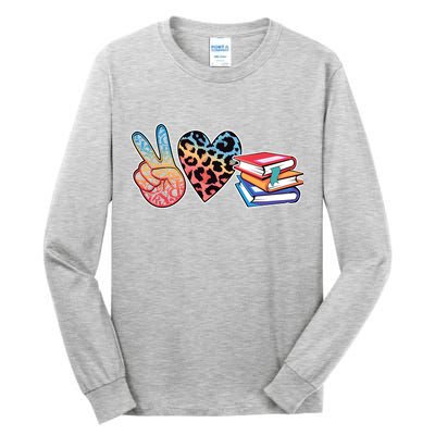 Cute Peace Love Books Reading Fan Book Lover Tall Long Sleeve T-Shirt