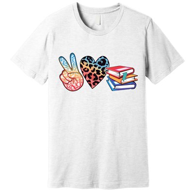 Cute Peace Love Books Reading Fan Book Lover Premium T-Shirt