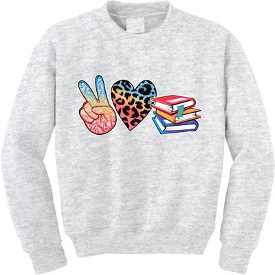 Cute Peace Love Books Reading Fan Book Lover Kids Sweatshirt