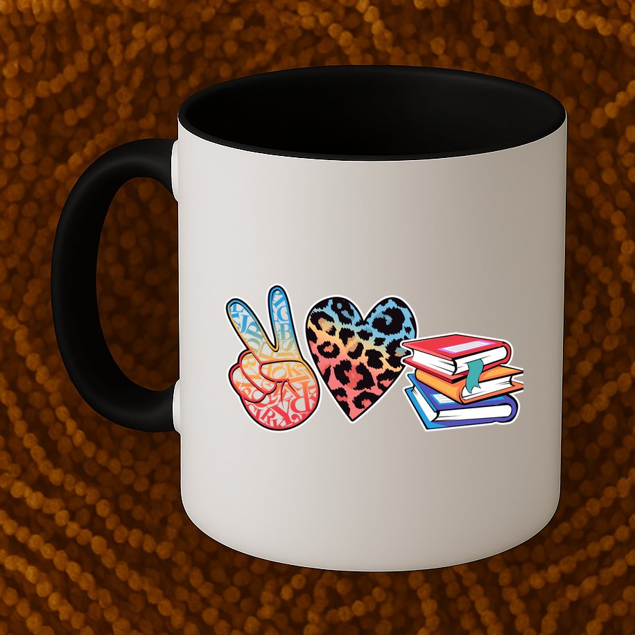 Cute Peace Love Books Reading Fan Book Lover Mug