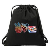Cute Peace Love Books Reading Fan Book Lover Drawstring Bag