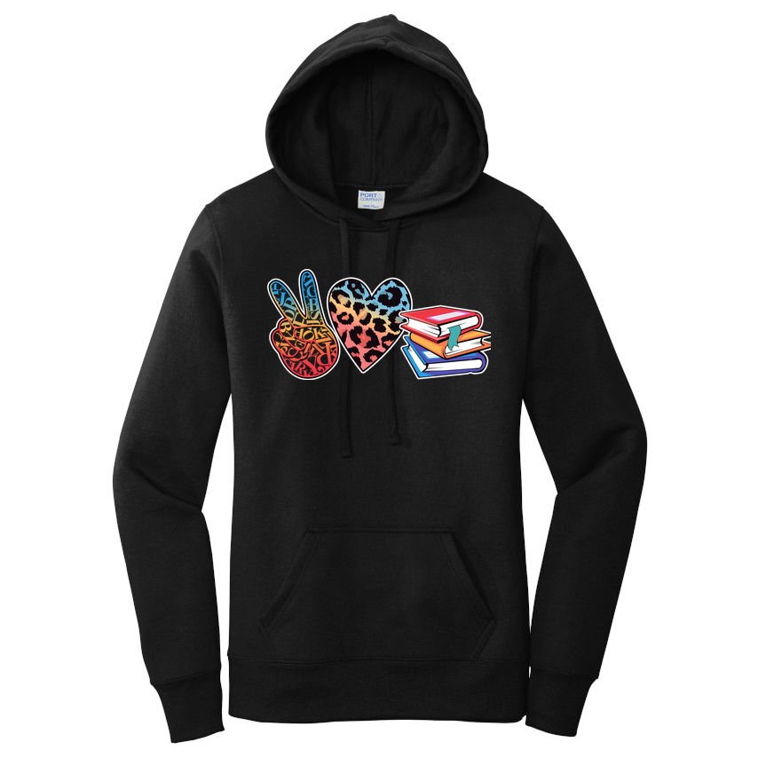 Cute Peace Love Books Reading Fan Book Lover Women's Pullover Hoodie