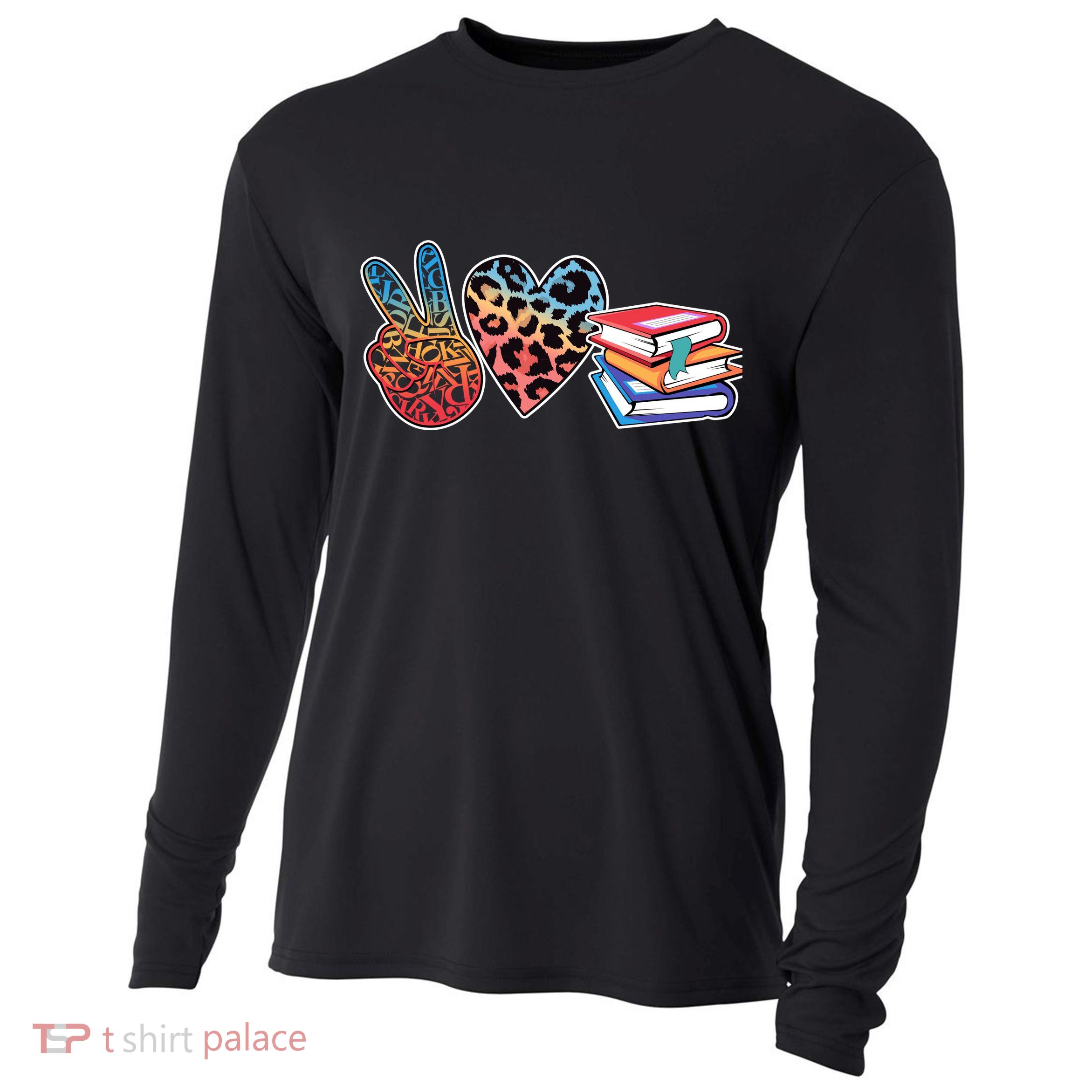 Cute Peace Love Books Reading Fan Book Lover Cooling Performance Long Sleeve Crew
