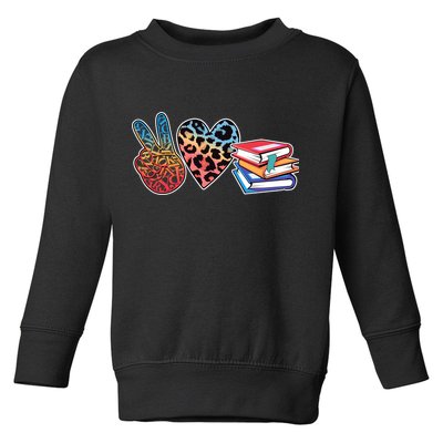 Cute Peace Love Books Reading Fan Book Lover Toddler Sweatshirt
