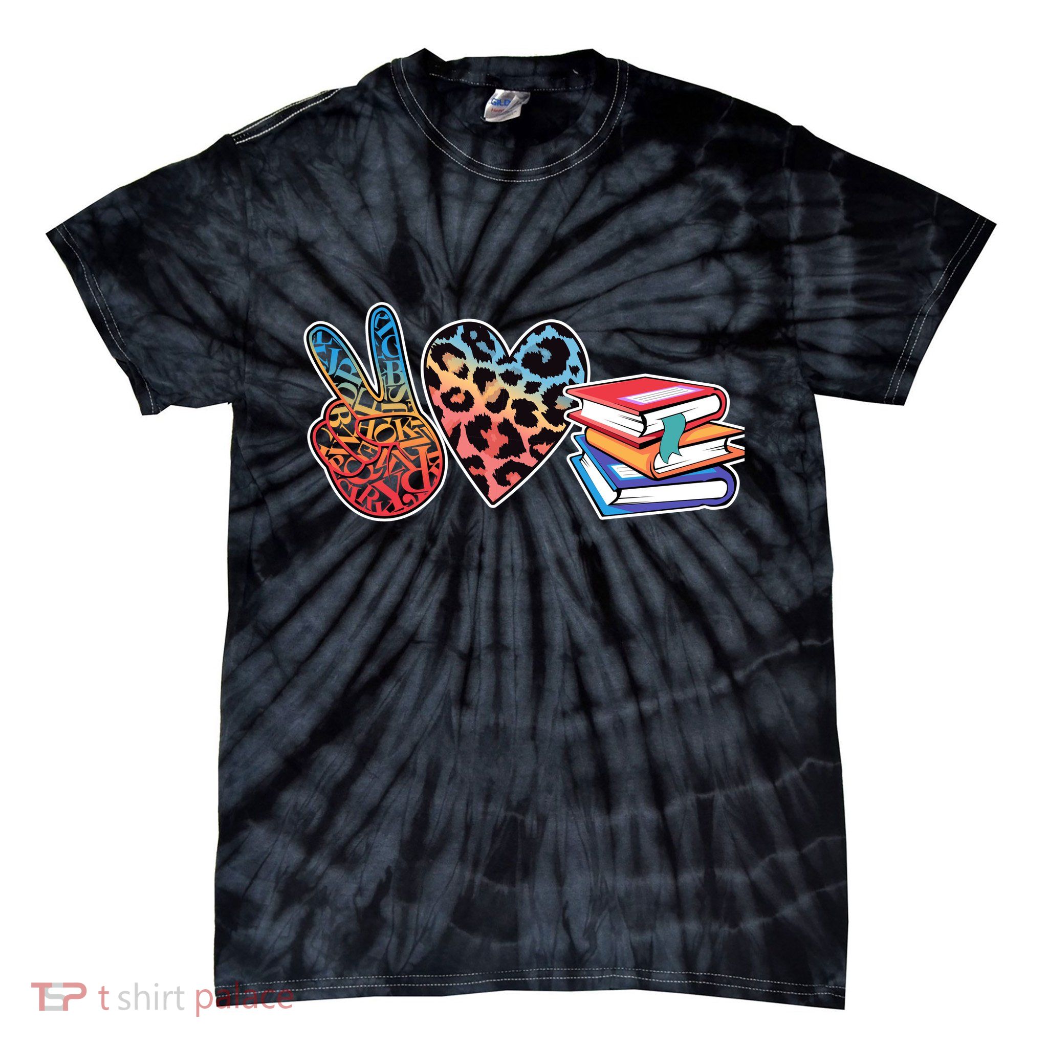 Cute Peace Love Books Reading Fan Book Lover Tie-Dye T-Shirt