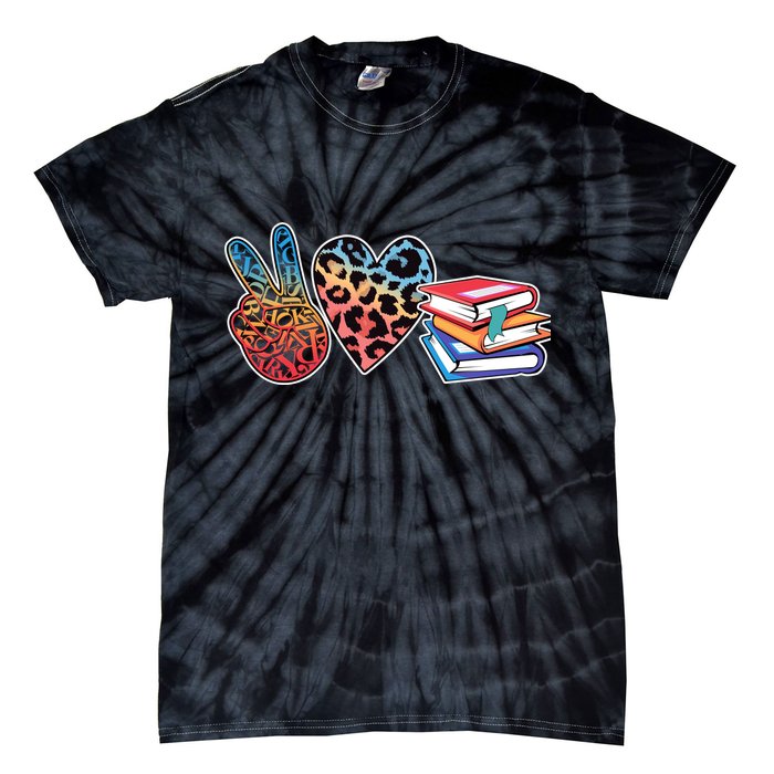 Cute Peace Love Books Reading Fan Book Lover Tie-Dye T-Shirt