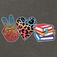 Cute Peace Love Books Reading Fan Book Lover Cotton Canvas Backpack