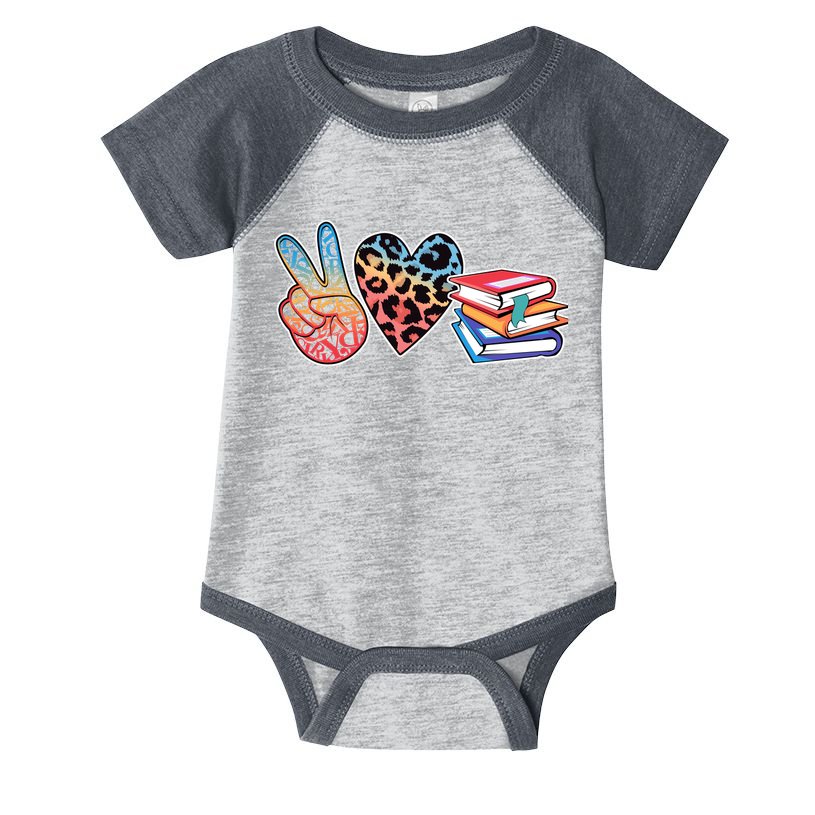 Cute Peace Love Books Reading Fan Book Lover Infant Baby Jersey Bodysuit