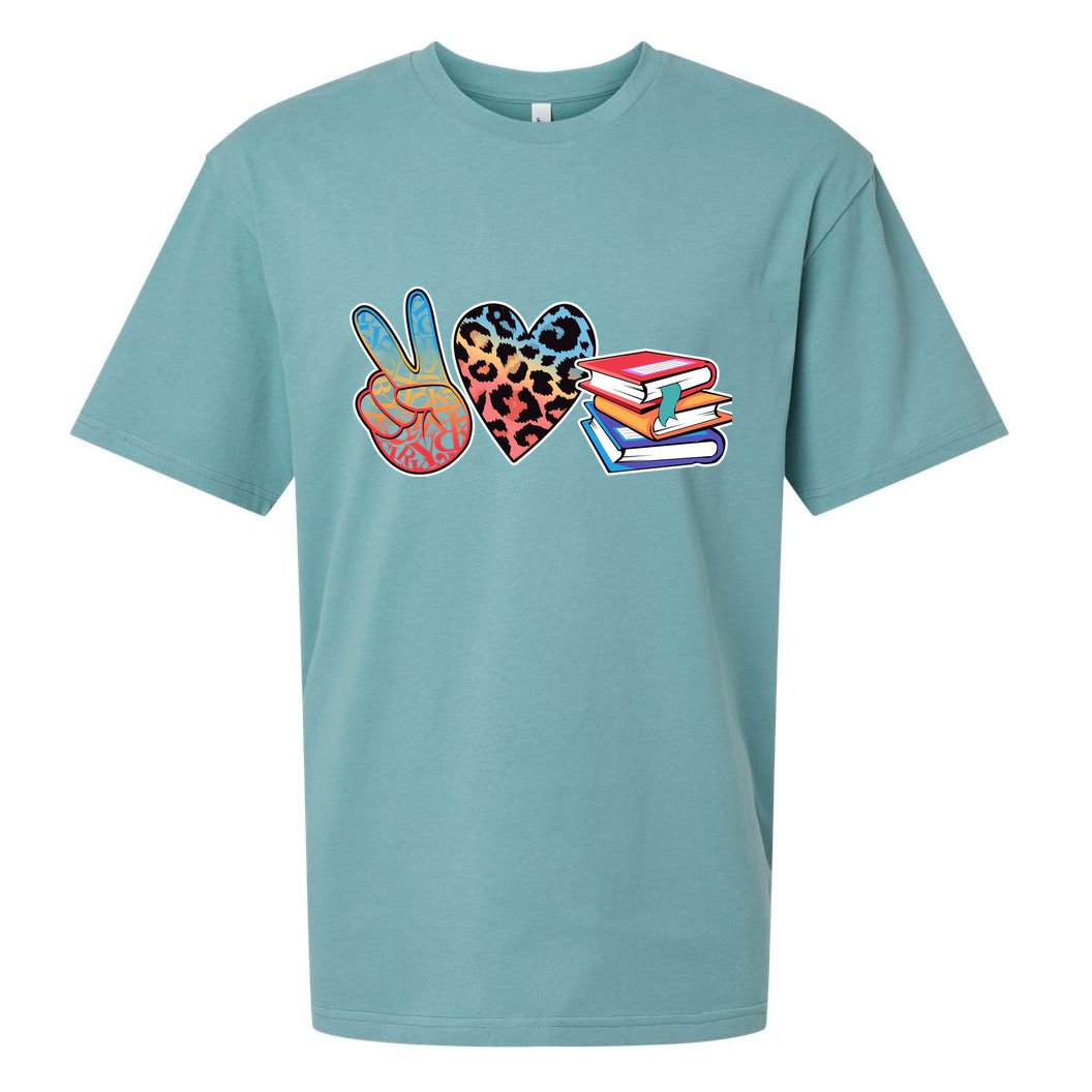 Cute Peace Love Books Reading Fan Book Lover Sueded Cloud Jersey T-Shirt