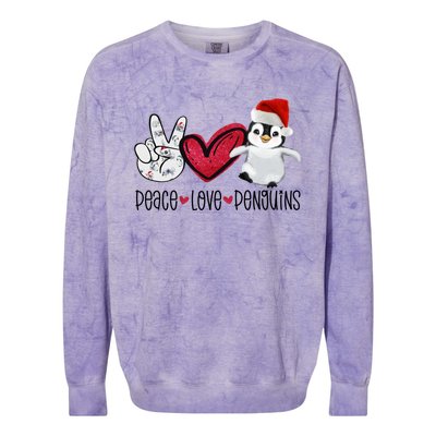 Christmas Peace Love Penguins Cute Xmas Santa Penguin Great Gift Colorblast Crewneck Sweatshirt