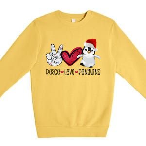 Christmas Peace Love Penguins Cute Xmas Santa Penguin Great Gift Premium Crewneck Sweatshirt