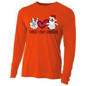 Christmas Peace Love Penguins Cute Xmas Santa Penguin Great Gift Cooling Performance Long Sleeve Crew