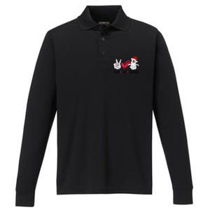 Christmas Peace Love Penguins Cute Xmas Santa Penguin Great Gift Performance Long Sleeve Polo