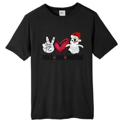 Christmas Peace Love Penguins Cute Xmas Santa Penguin Great Gift Tall Fusion ChromaSoft Performance T-Shirt