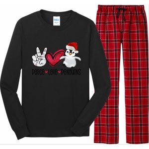 Christmas Peace Love Penguins Cute Xmas Santa Penguin Great Gift Long Sleeve Pajama Set