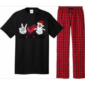 Christmas Peace Love Penguins Cute Xmas Santa Penguin Great Gift Pajama Set