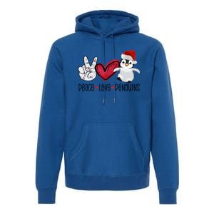 Christmas Peace Love Penguins Cute Xmas Santa Penguin Great Gift Premium Hoodie