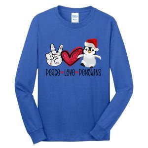 Christmas Peace Love Penguins Cute Xmas Santa Penguin Great Gift Tall Long Sleeve T-Shirt