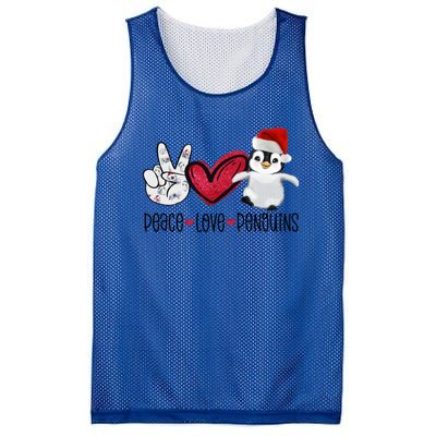 Christmas Peace Love Penguins Cute Xmas Santa Penguin Great Gift Mesh Reversible Basketball Jersey Tank